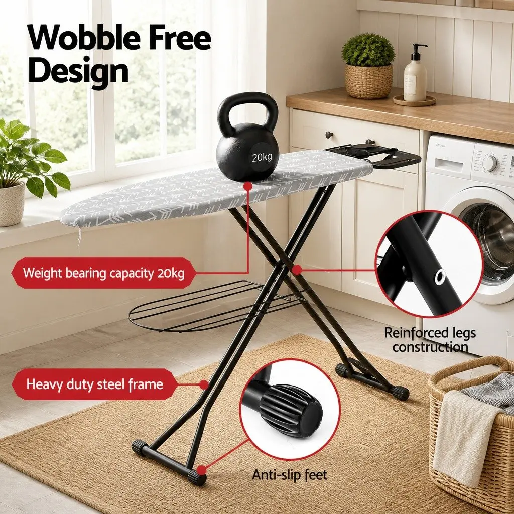 Foldable Ironing Board for Laundry Room Heavy Duty Steel Frame 7 Height Settings