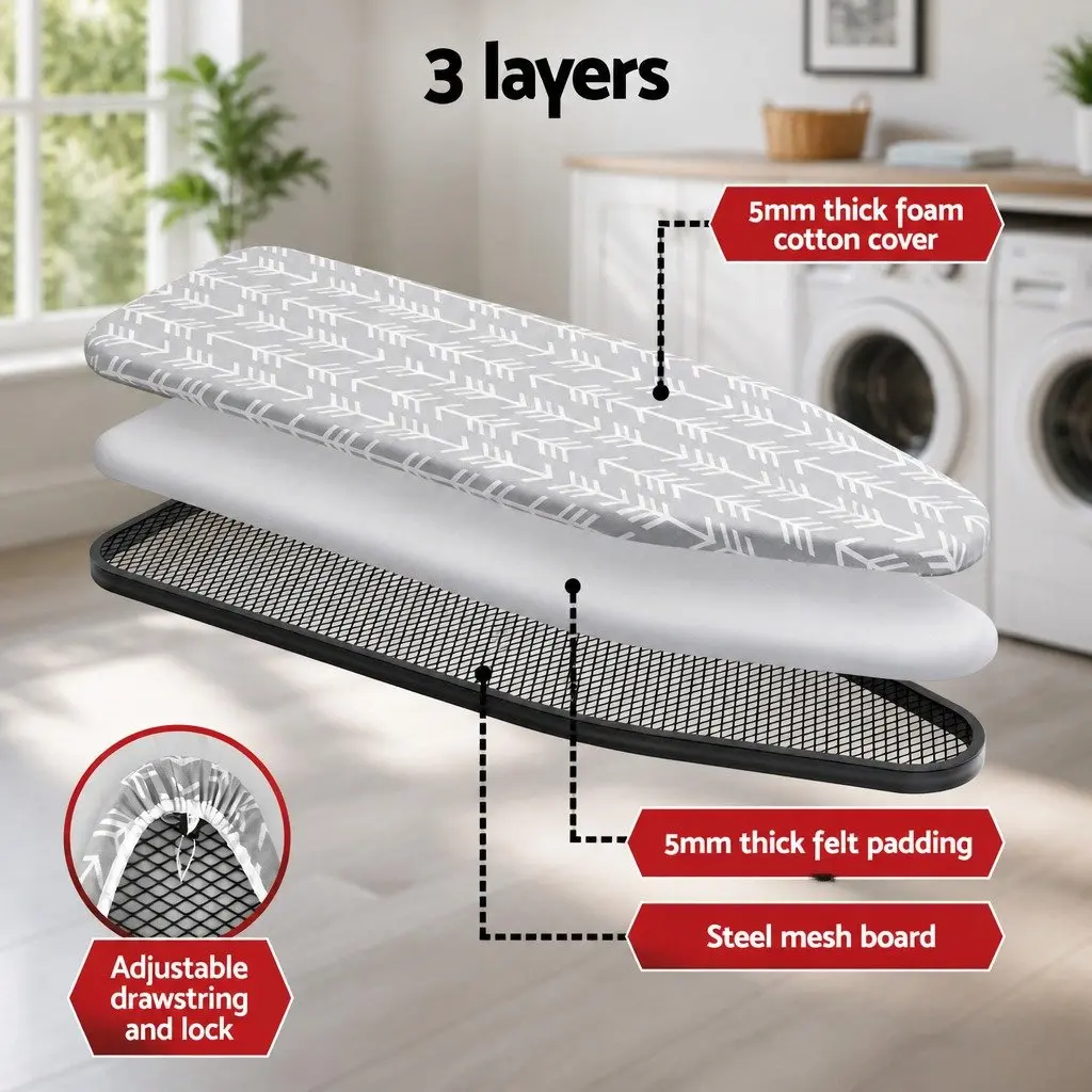 Foldable Ironing Board for Laundry Room Heavy Duty Steel Frame 7 Height Settings