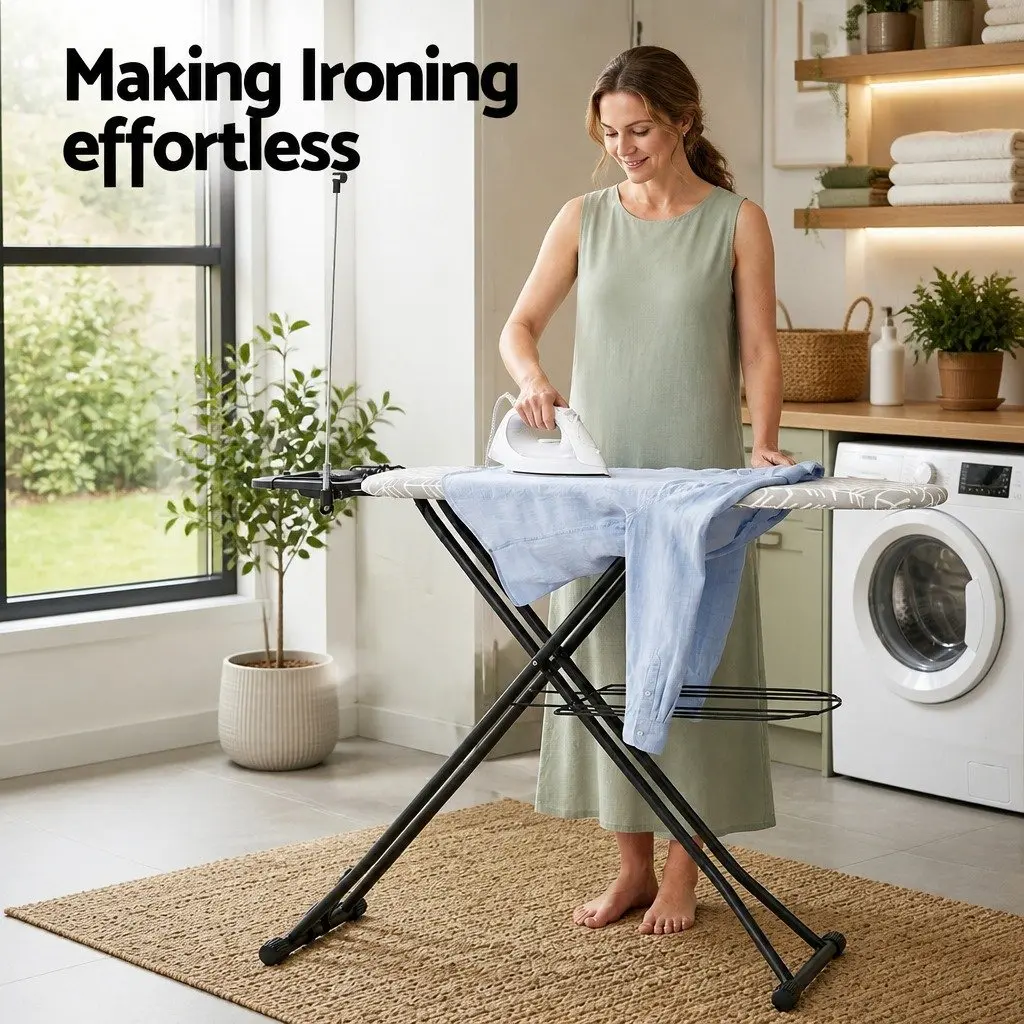 Foldable Ironing Board for Laundry Room Heavy Duty Steel Frame 7 Height Settings