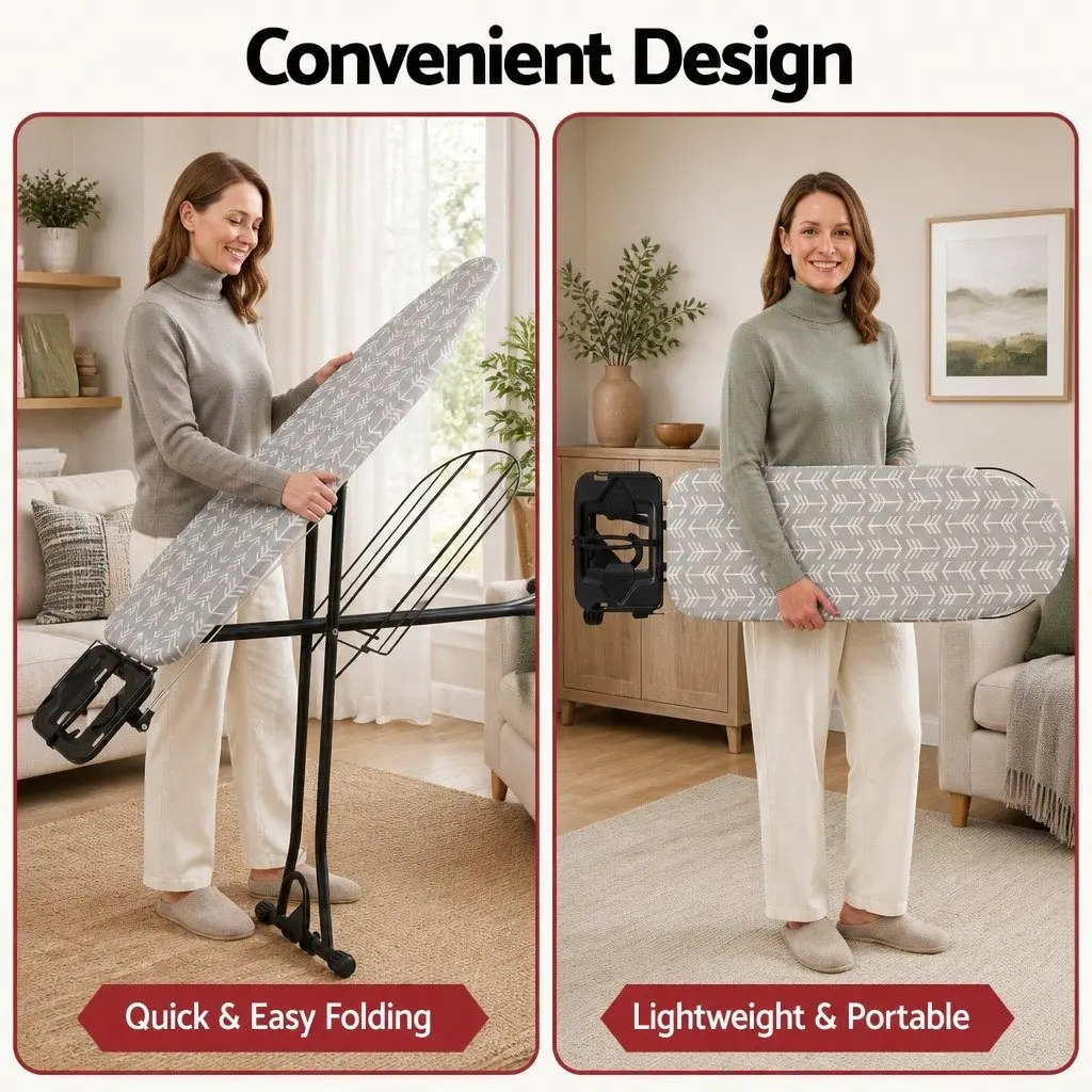 Foldable Ironing Board for Laundry Room Heavy Duty Steel Frame 7 Height Settings
