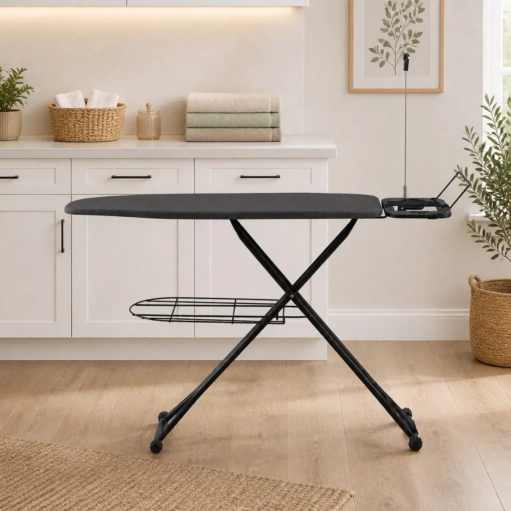 Foldable Ironing Board Laundry Room Adjustable Height Heavy Duty Steel Frame