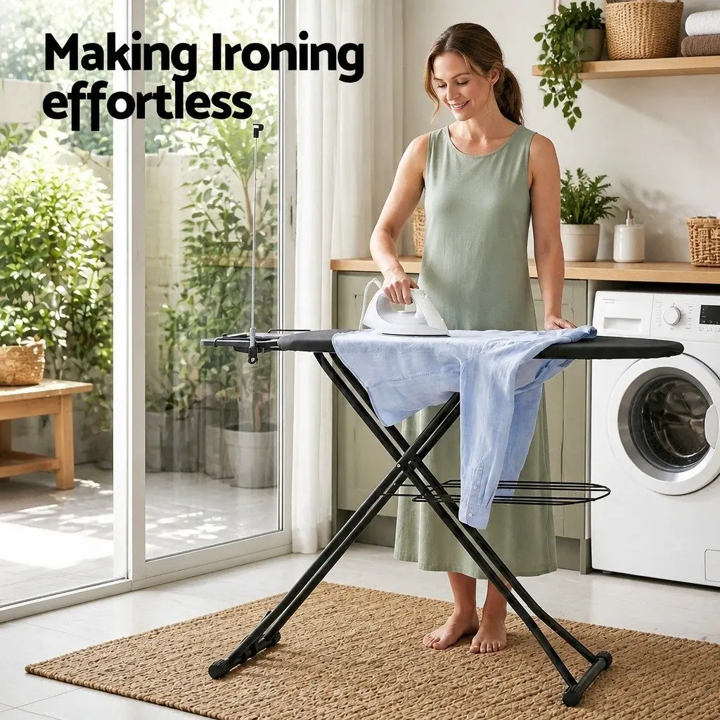 Foldable Ironing Board Laundry Room Adjustable Height Heavy Duty Steel Frame