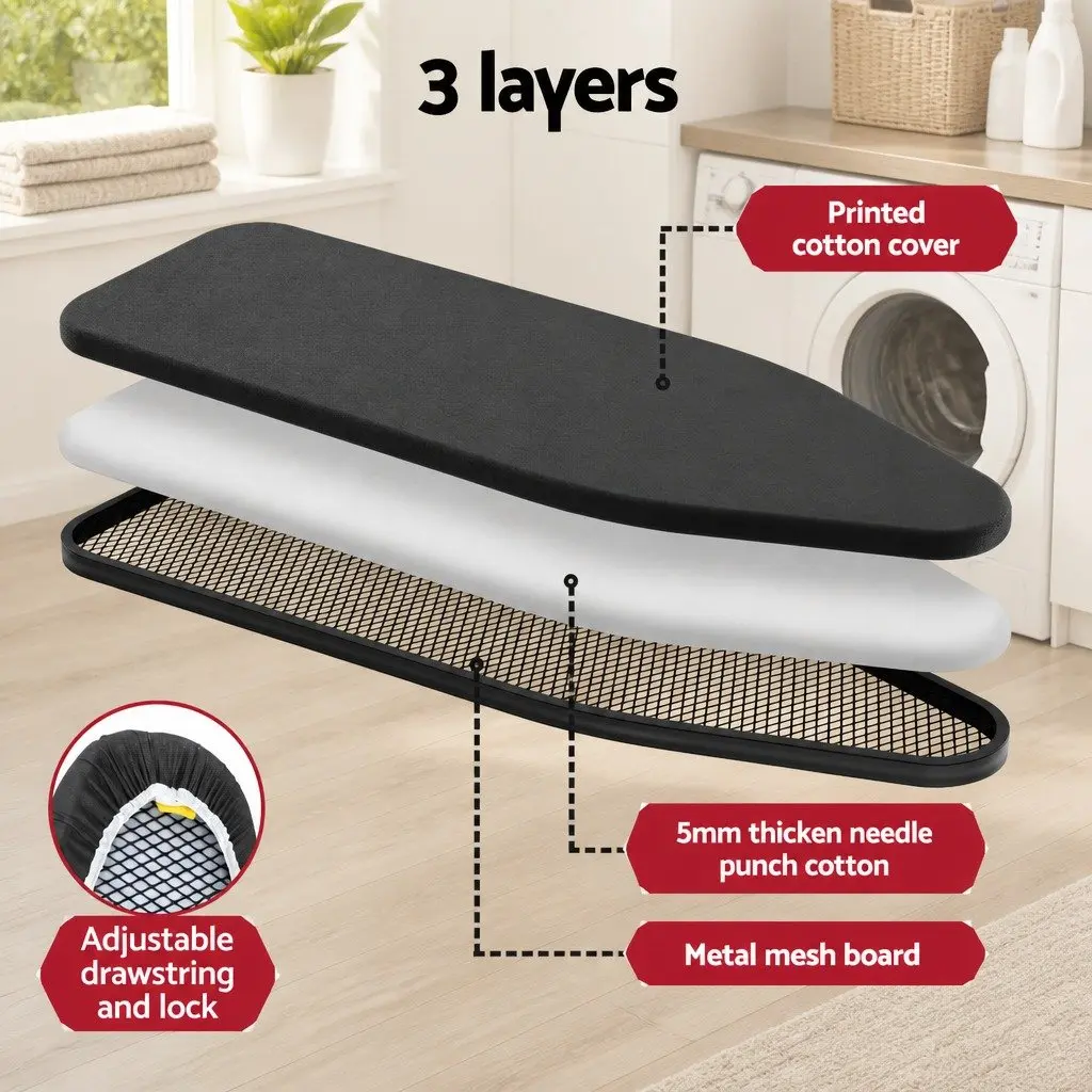 Foldable Ironing Board for Home Use Heavy Duty Steel Frame 6 Height Settings