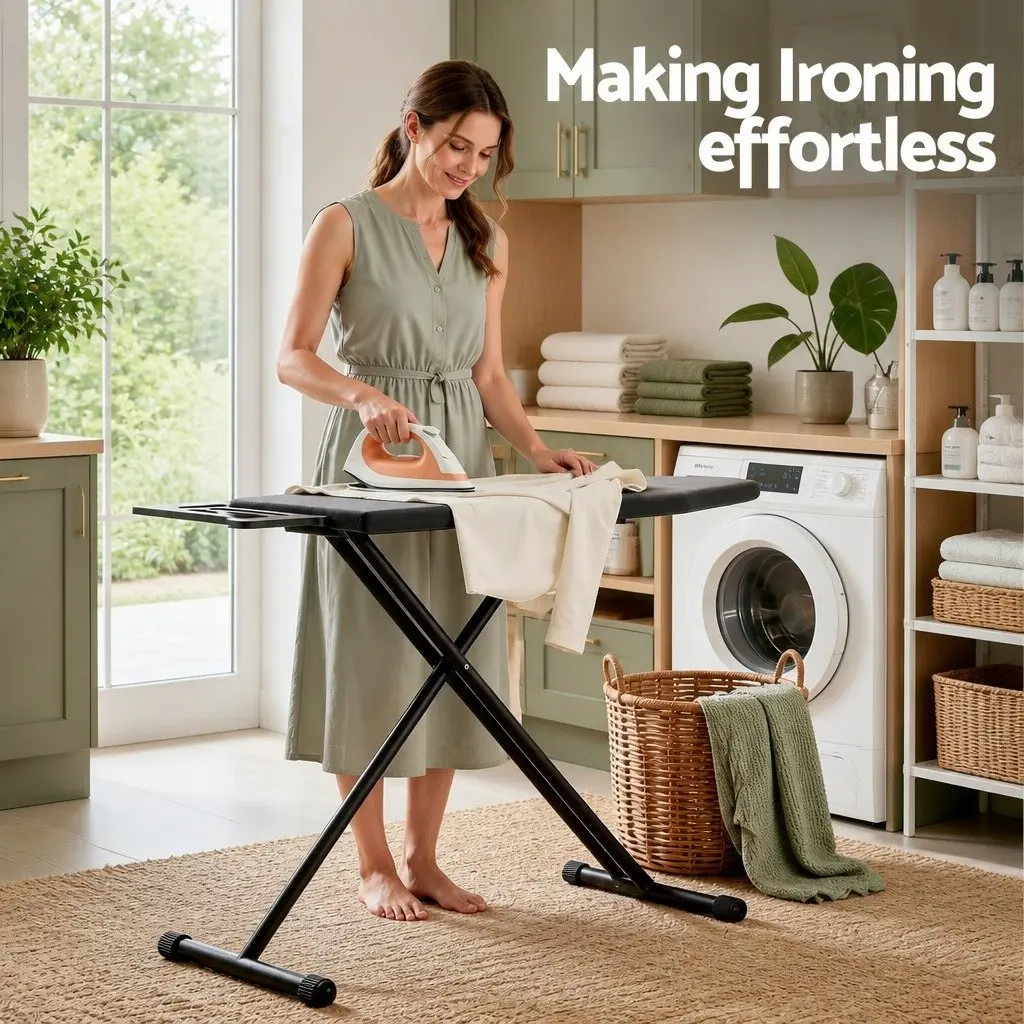 Foldable Ironing Board for Home Use Heavy Duty Steel Frame 6 Height Settings