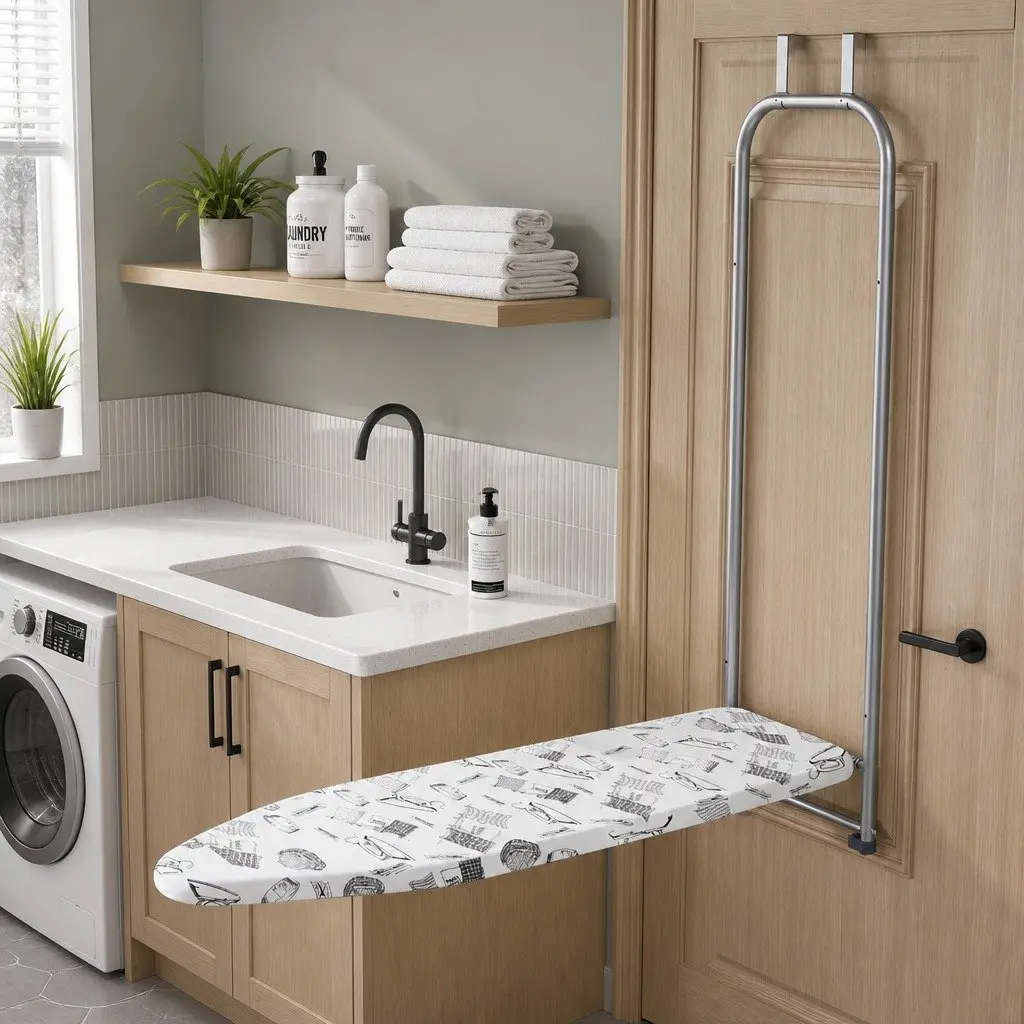 Wall Mounted Ironing Board Foldable Storage Space Saving Laundry Home Iron