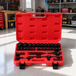 30-Piece 1/2" Drive Socket Set 8-32mm 6-Point 12-Point Chrome Vanadium Steel