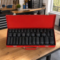 Impact Socket Set 35pcs 1/2" Drive 8-32mm Metric 6-Point Deep Short Sockets