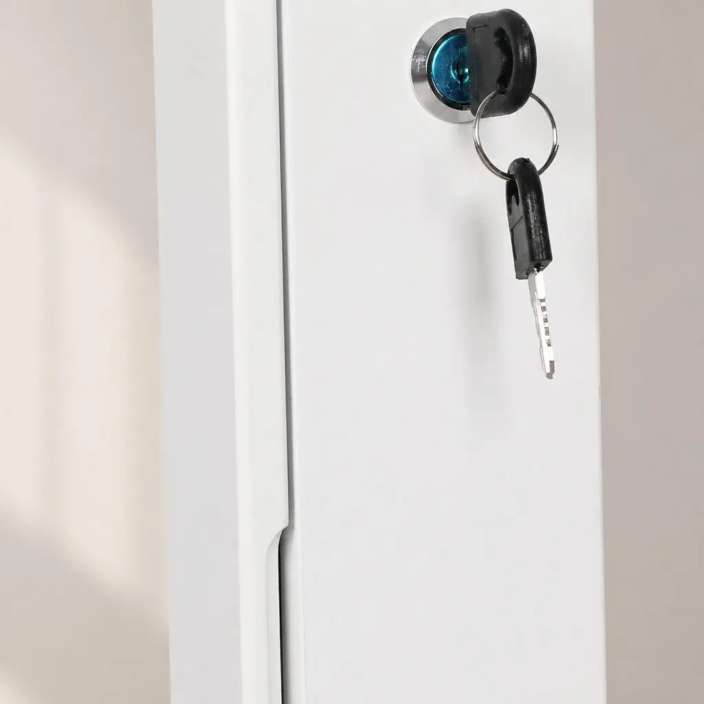 Full Length Mirror Jewellery Cabinet Wall Door Mount Storage with LED Lights 37cm W x 8.7cm D x 120cm H