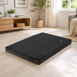 Foldable Pet Bed: Large Black Plush Foam Design