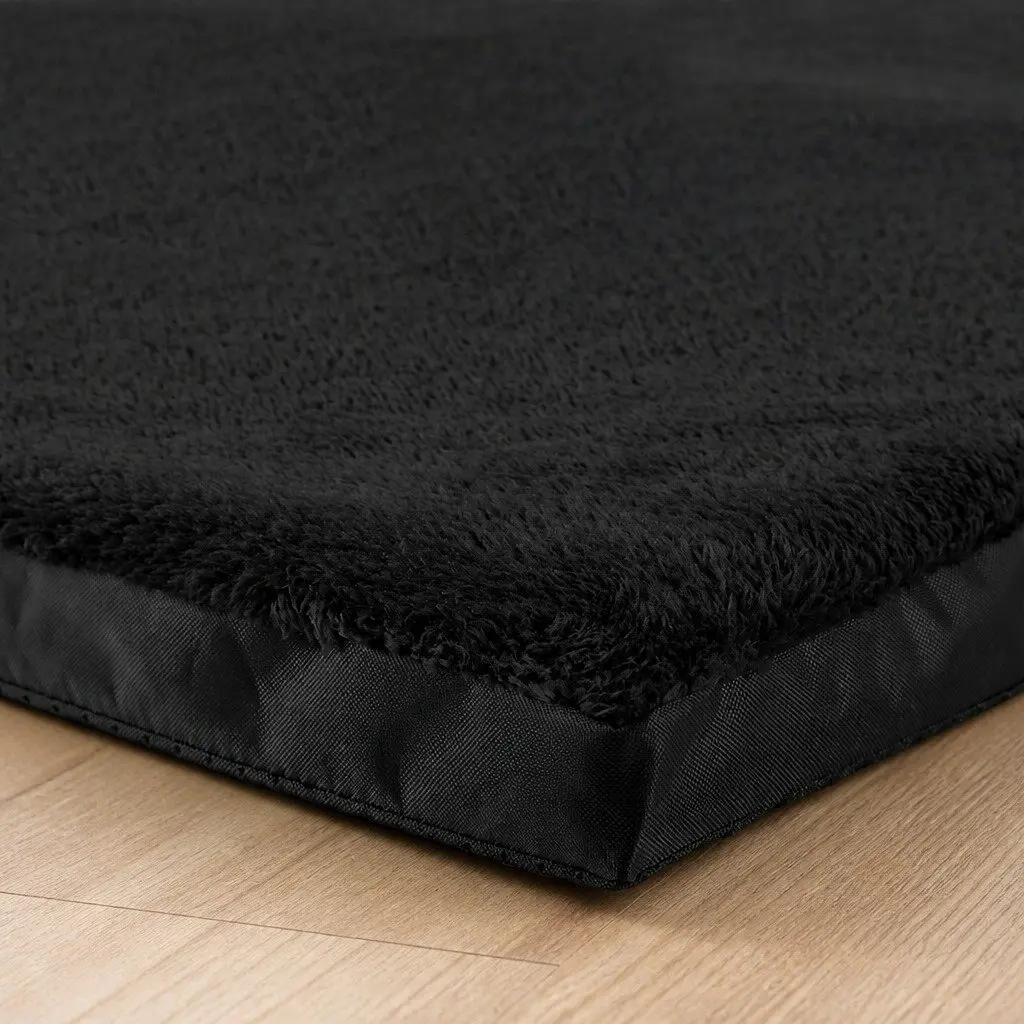 Foldable Pet Bed Dog Puppy Large Black Plush Foam Portable Handle Sleep Mat