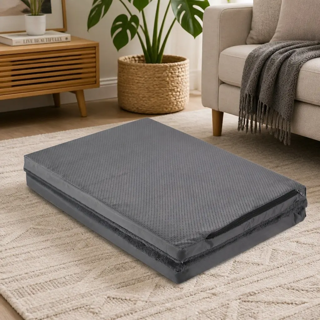 Foldable Pet Bed for Dogs and Puppies Large Grey Sleep Mat