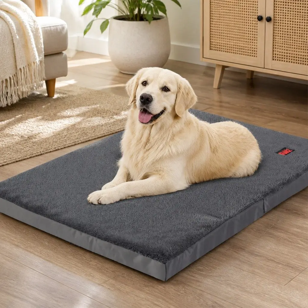 Foldable Pet Bed for Dogs and Puppies Large Grey Sleep Mat