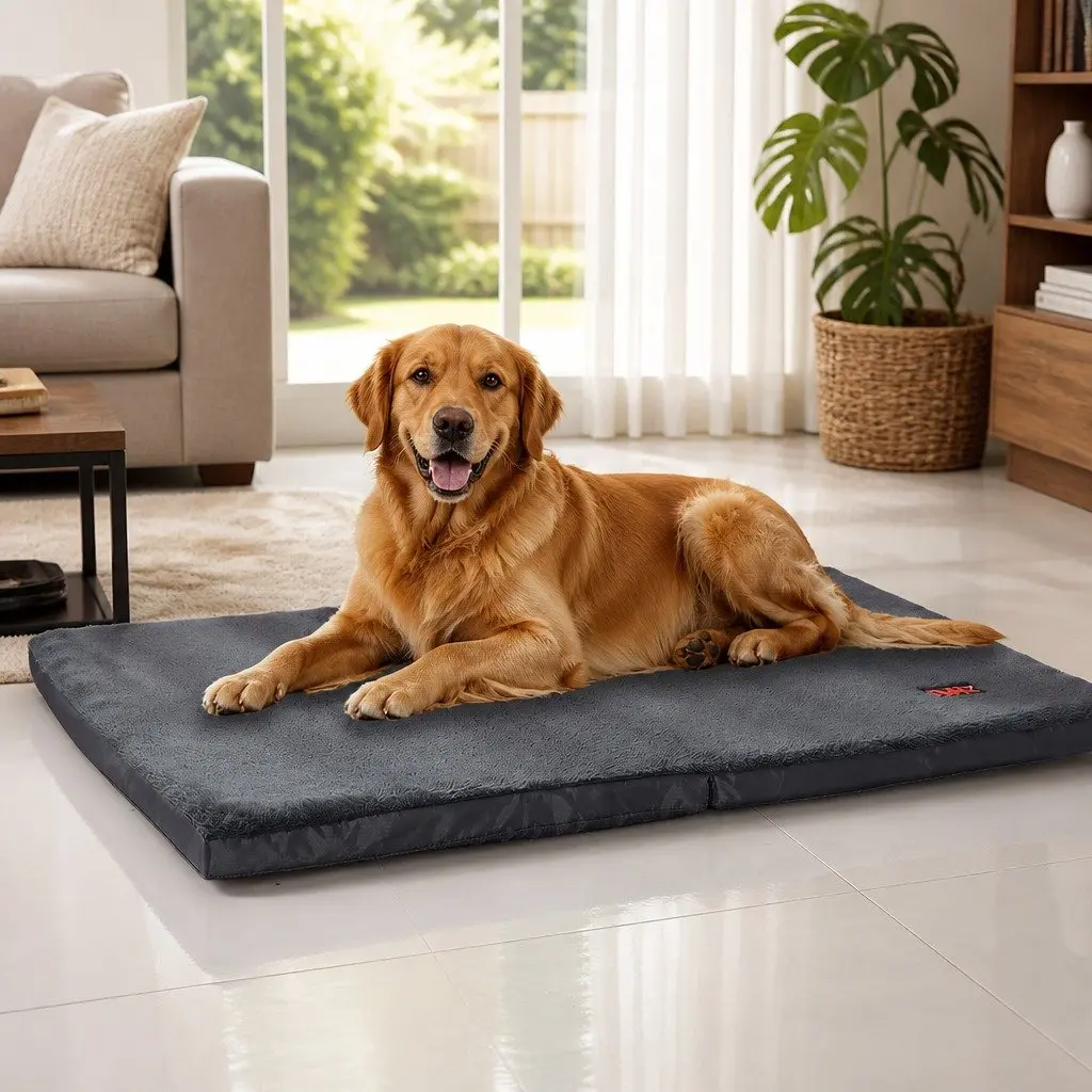 Foldable Pet Bed for Dogs and Puppies Large Grey Sleep Mat