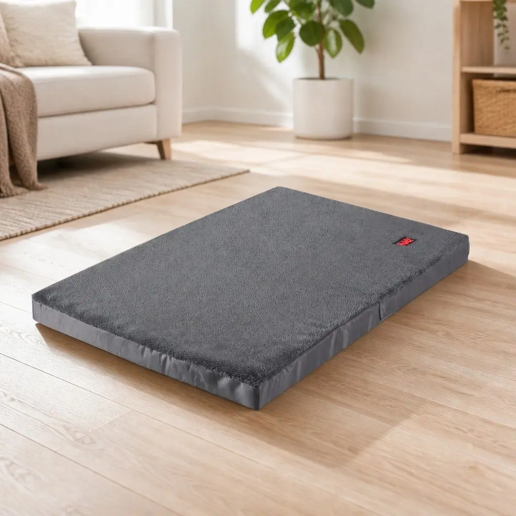 Foldable Pet Bed for Dogs and Puppies X-Large Grey Portable Washable Cover