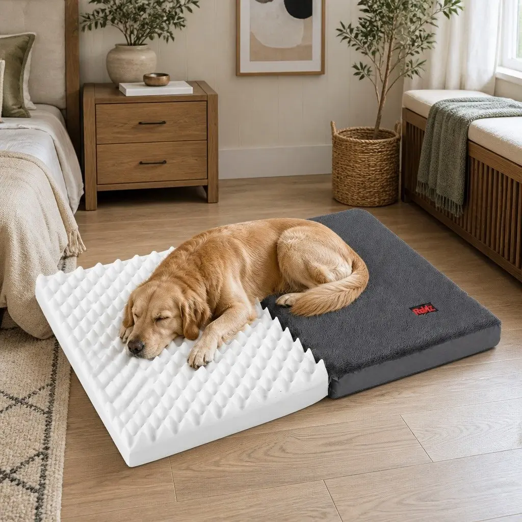 Foldable Pet Bed for Dogs and Puppies X-Large Grey Portable Washable Cover