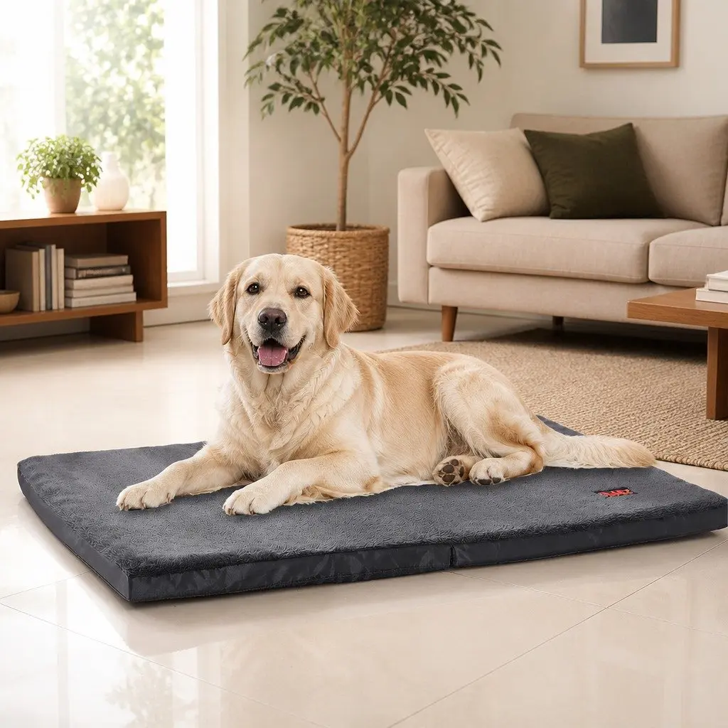 Foldable Pet Bed for Dogs and Puppies X-Large Grey Portable Washable Cover