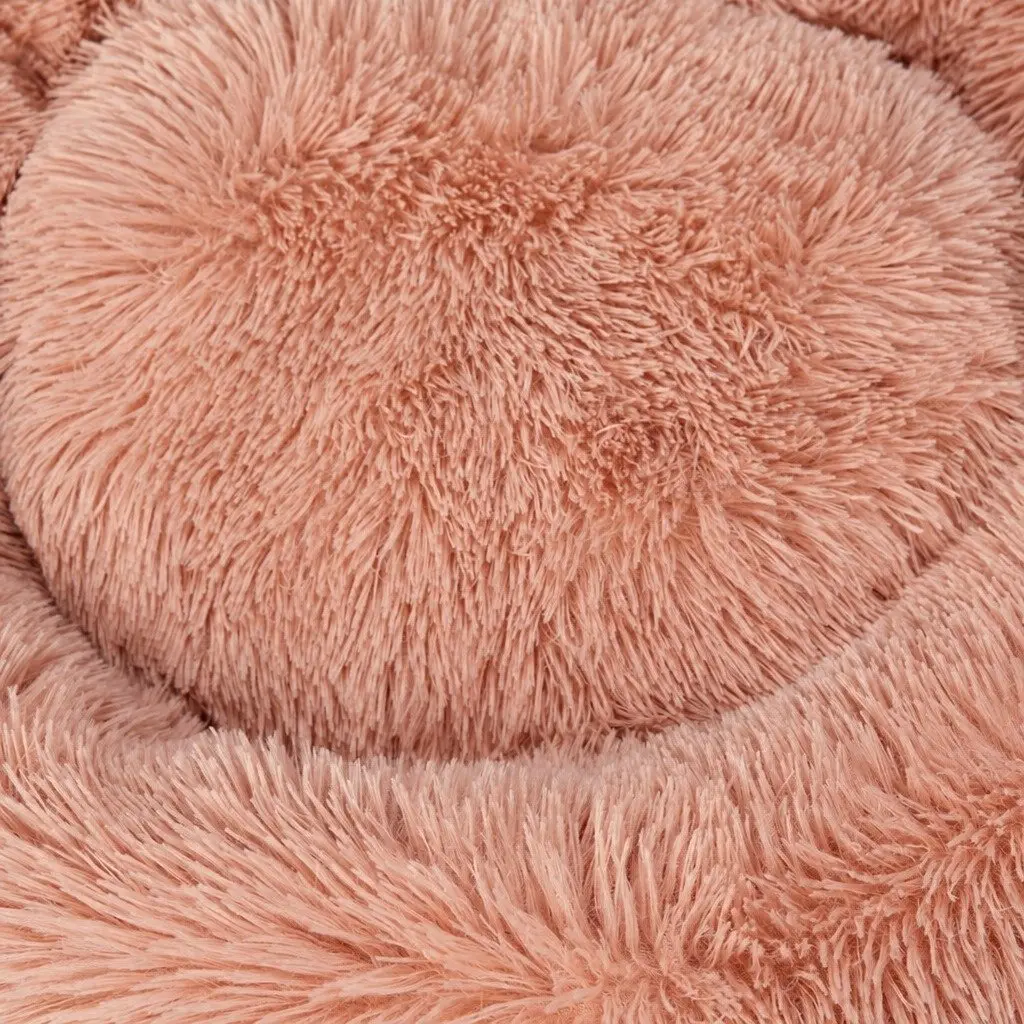 Pet Bed for Cats and Dogs Medium Donut Nest Calming Pink Plush