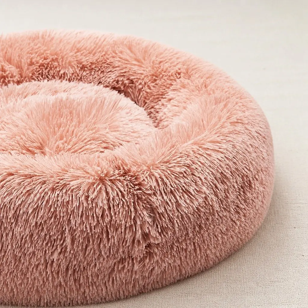 Pet Bed Donut Nest Calming Raised Rim Small S Pink