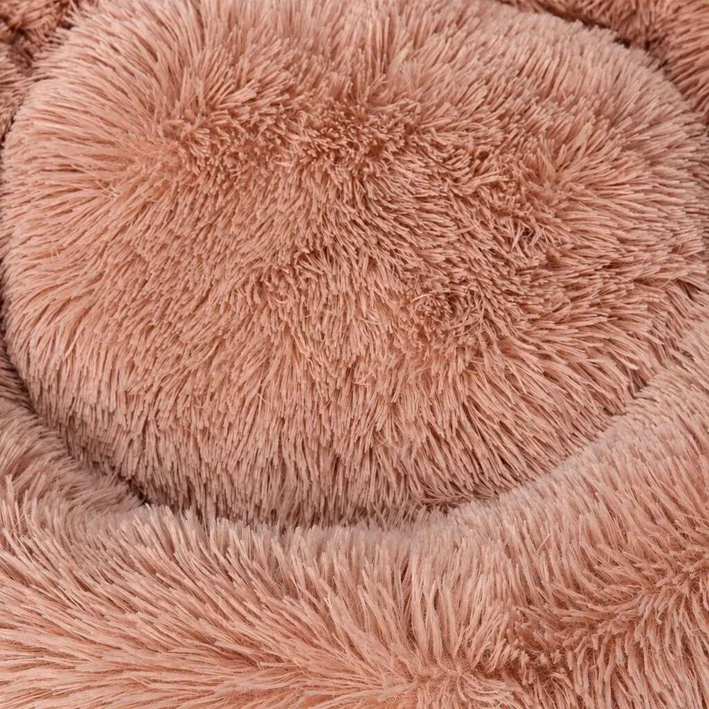Pet Bed Cat Dog Donut Nest Calming Bed XL Pink Raised Rim Machine Washable
