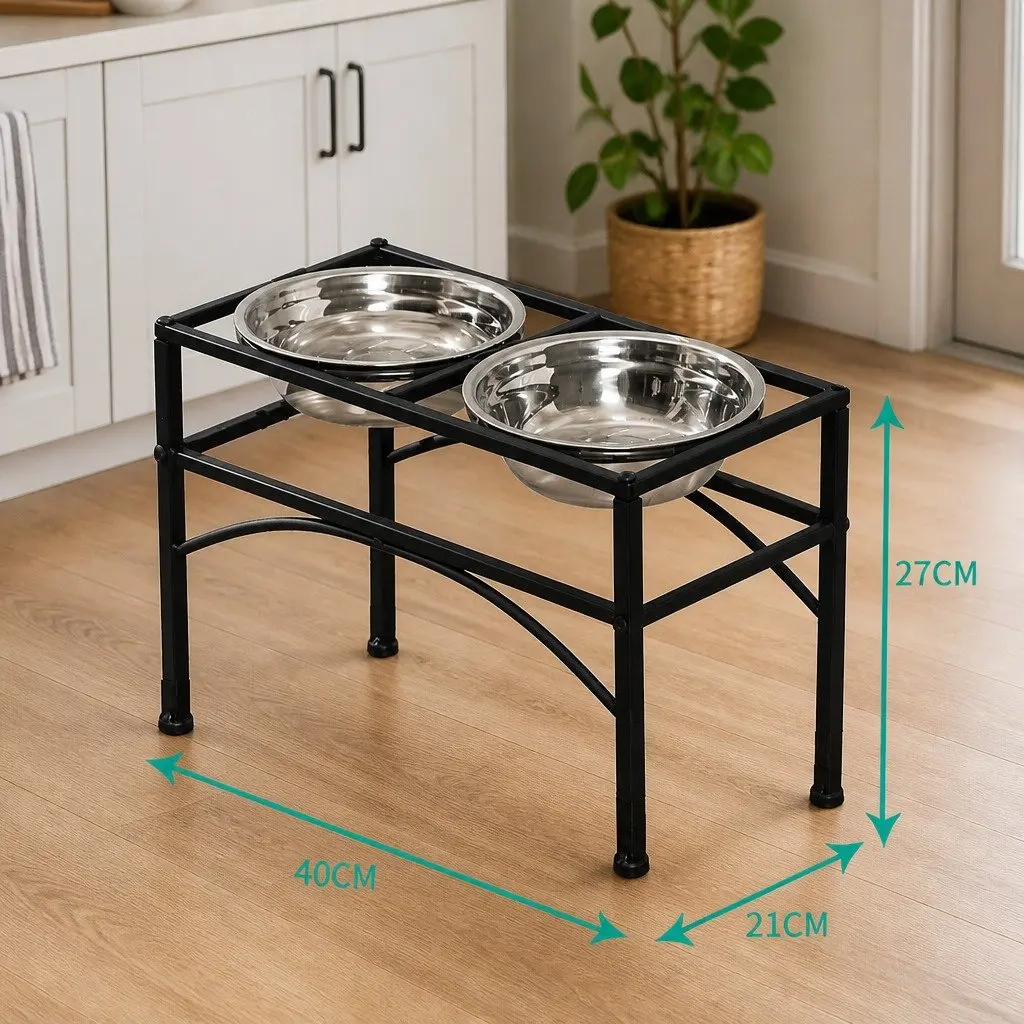 Dual Elevated Pet Feeder with Bowls