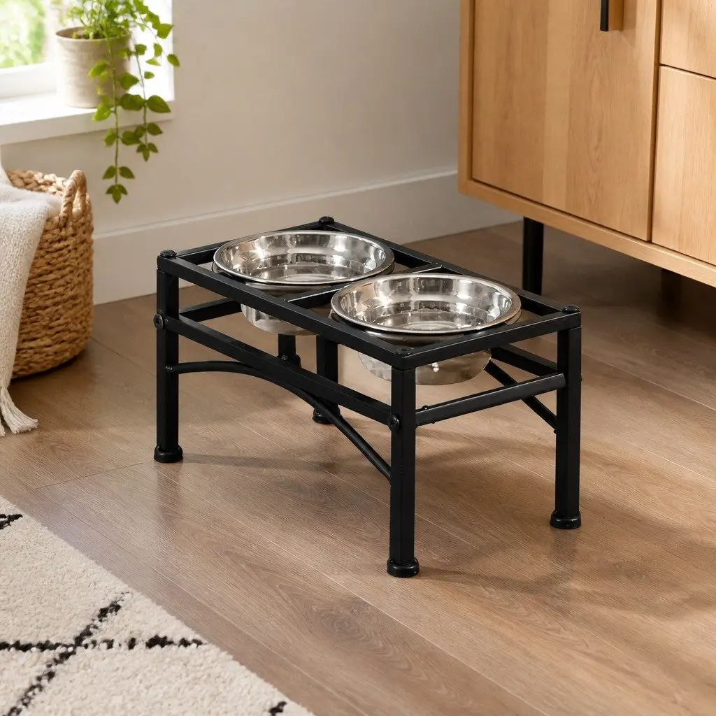 Dual Elevated Dog Feeder with Bowls
