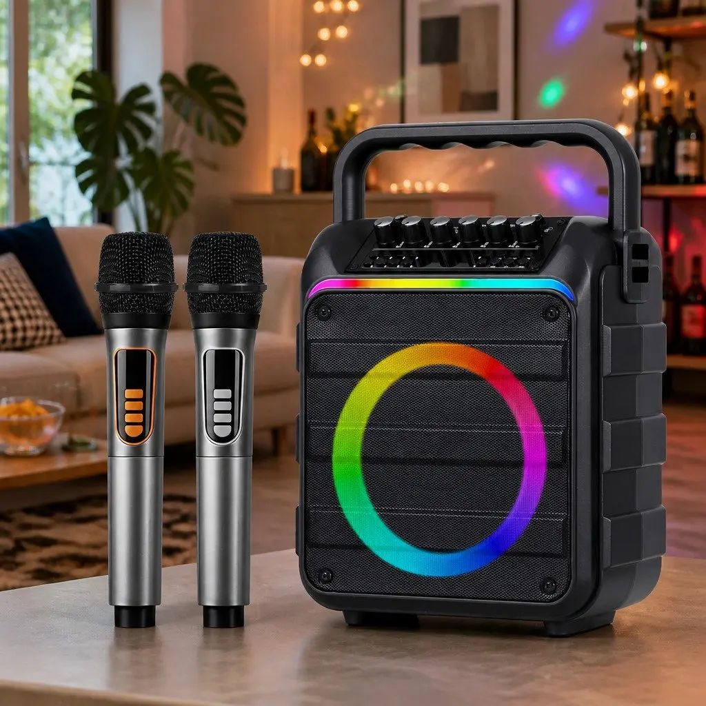 Portable Karaoke System with Dual Mics
