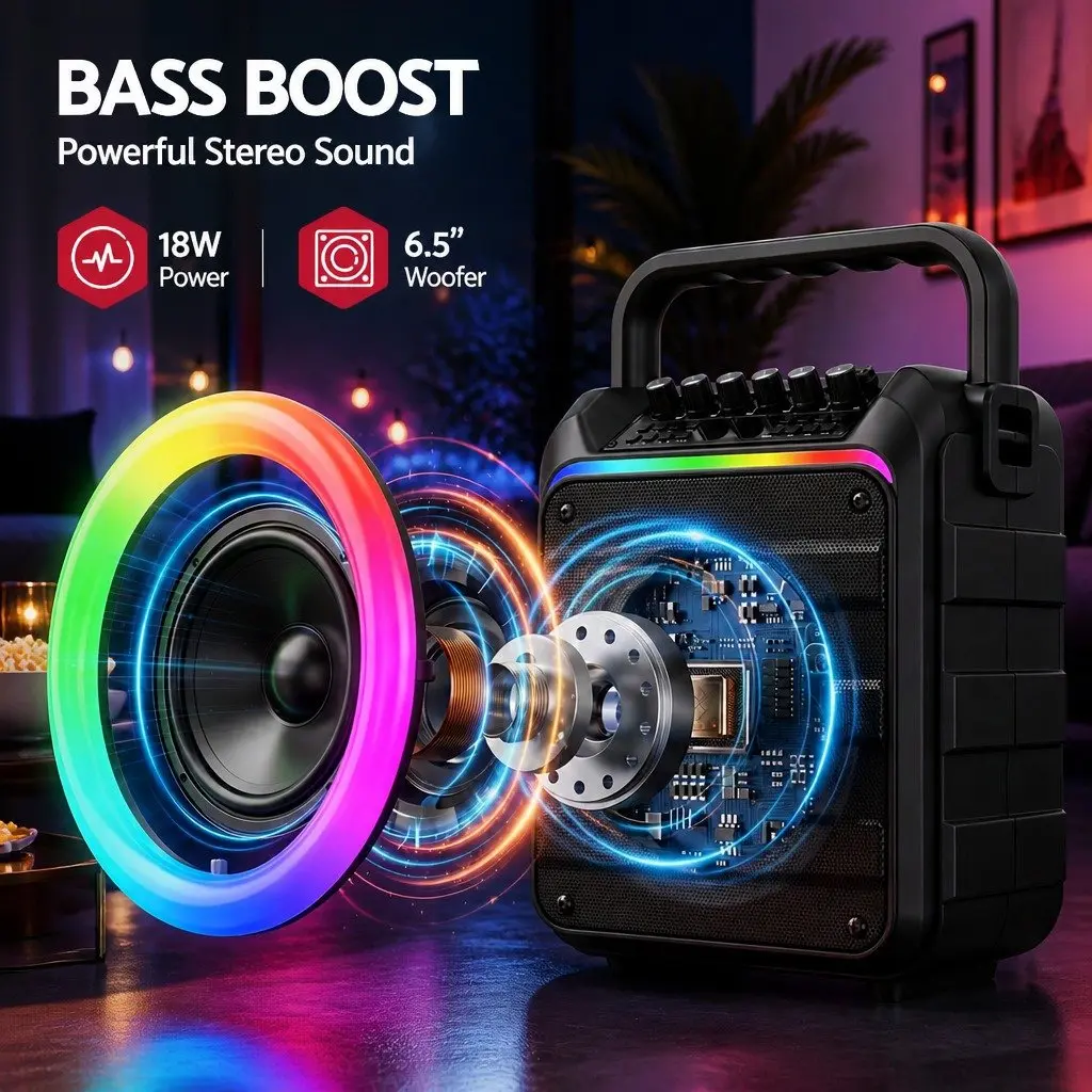 Karaoke Machine for Home Entertainment with 2 Wireless Microphones Bluetooth Speaker