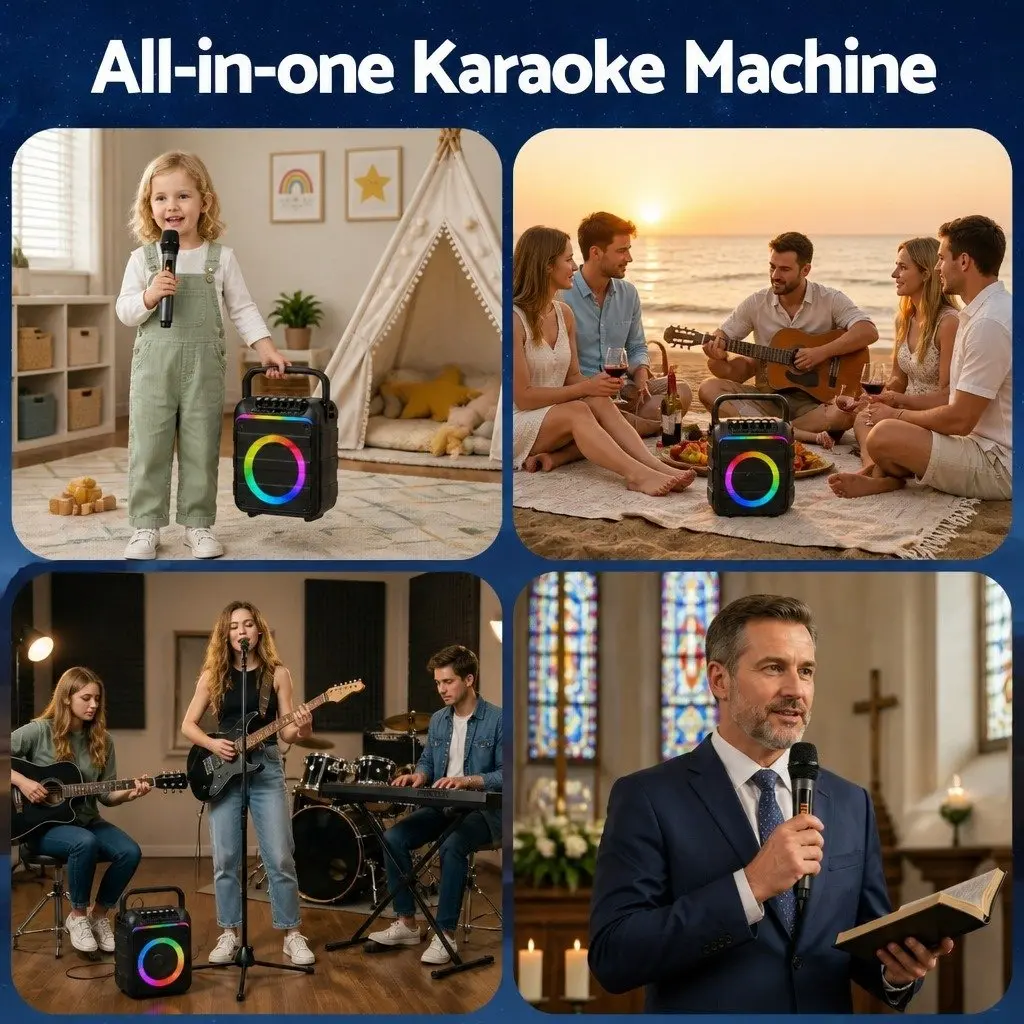 Karaoke Machine for Home Entertainment with 2 Wireless Microphones Bluetooth Speaker