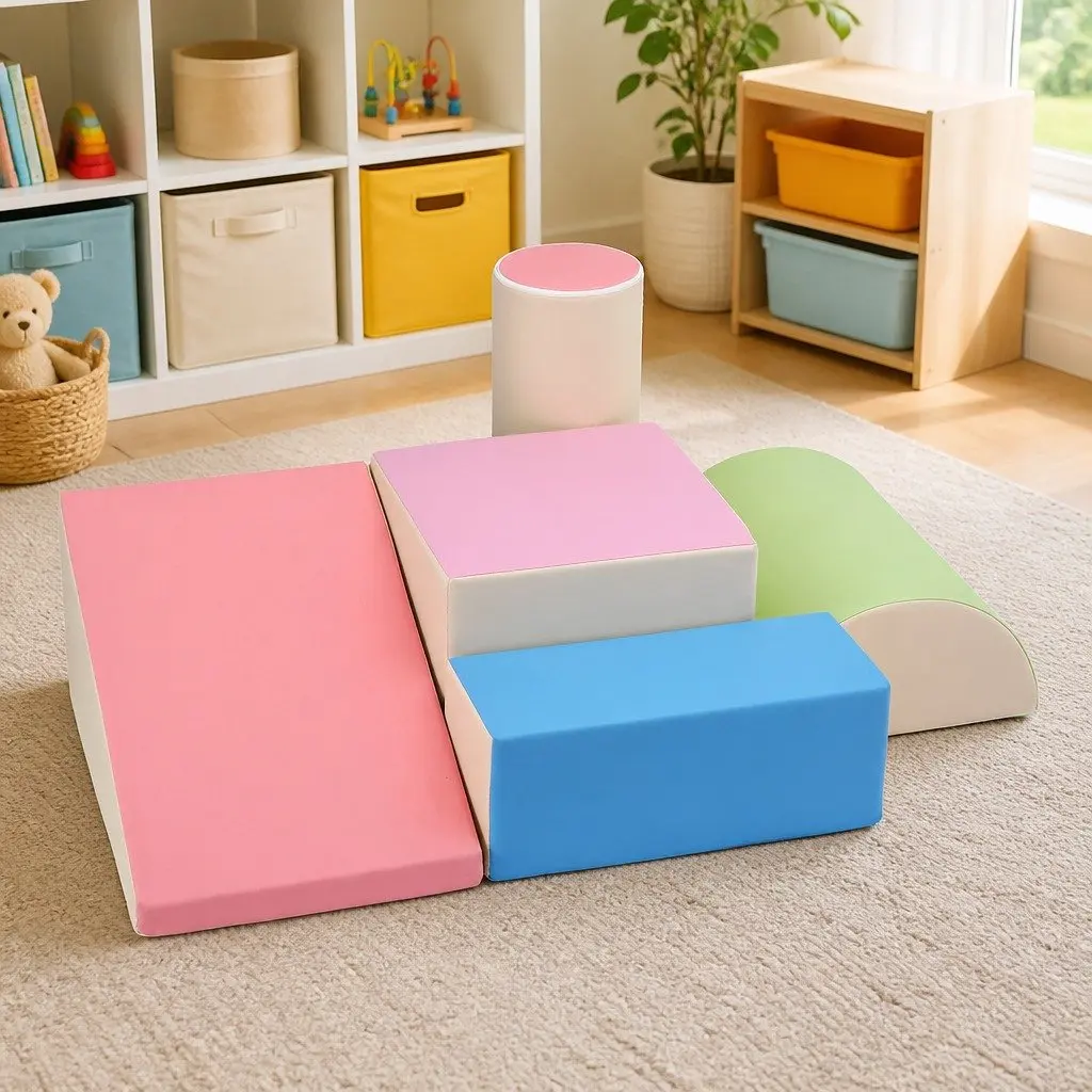 Kids Foam Climbing Blocks 5-Piece Soft Play Set Indoor Toddler Activity Toys