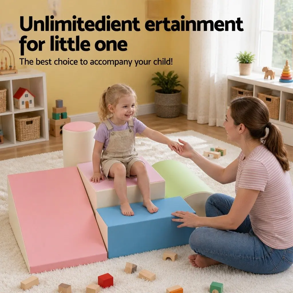 Kids Foam Climbing Blocks 5-Piece Soft Play Set Indoor Toddler Activity Toys
