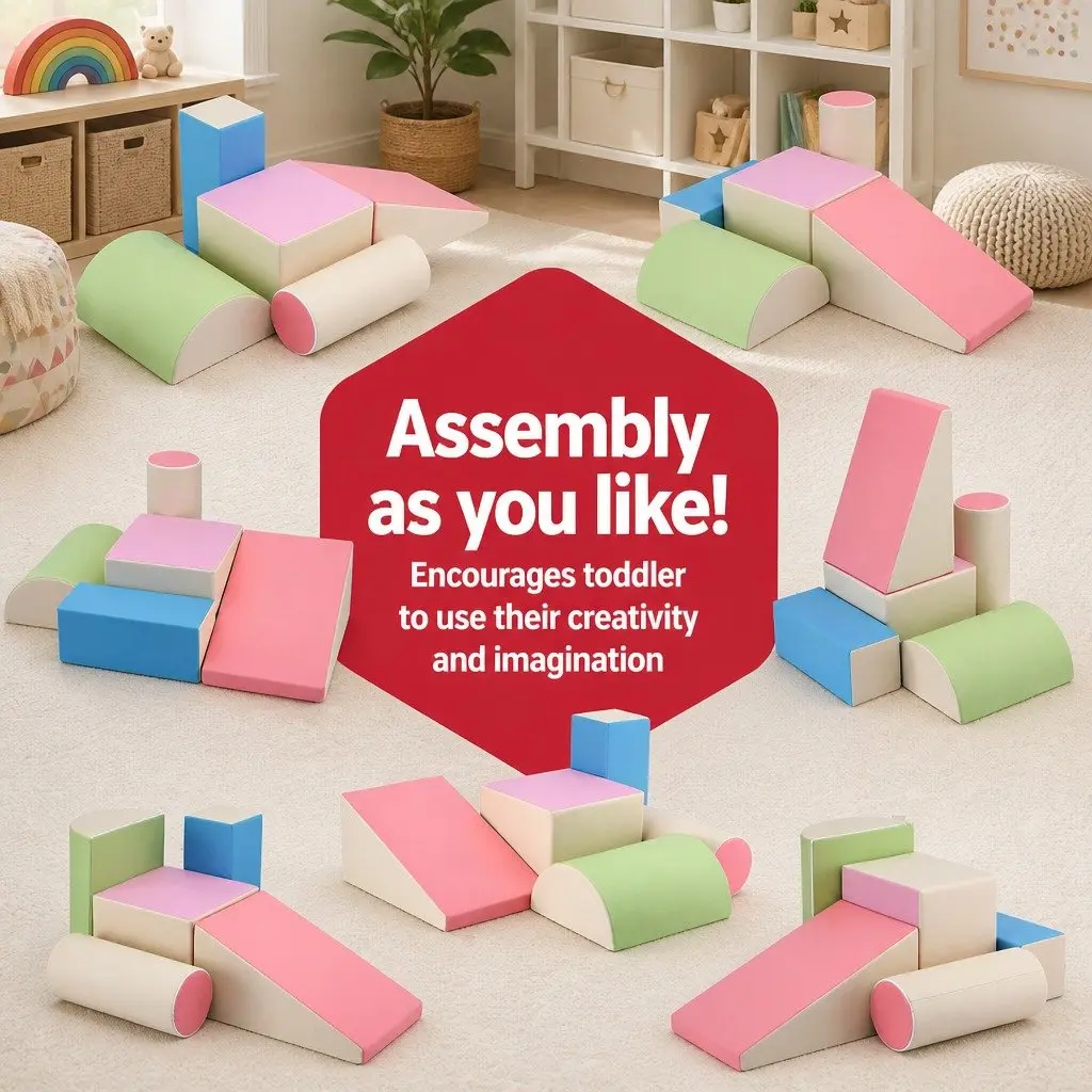 Kids Foam Climbing Blocks 5-Piece Soft Play Set Indoor Toddler Activity Toys
