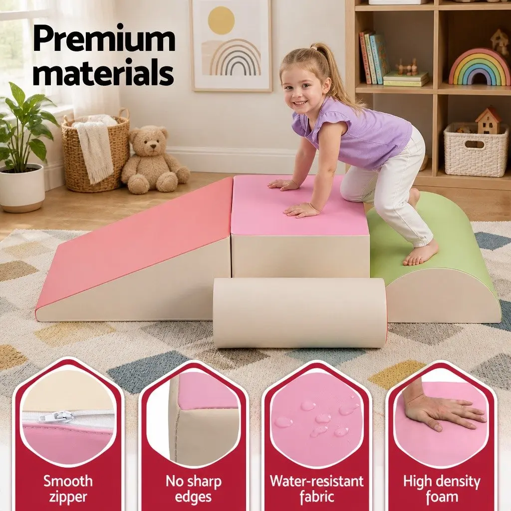 Kids Foam Climbing Blocks 5-Piece Soft Play Set Indoor Toddler Activity Toys