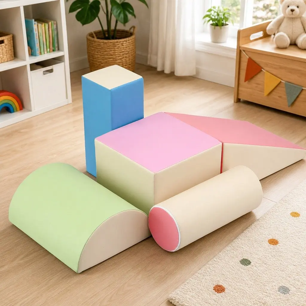Kids Foam Climbing Blocks 5-Piece Soft Play Set Indoor Toddler Activity Toys