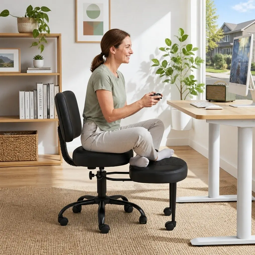 Kneeling Chair Cross Legged Meditation Seat Adjustable Height Office Desk