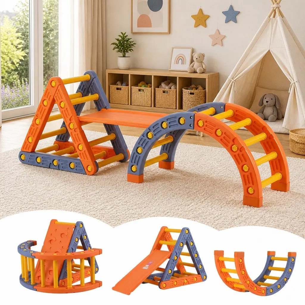 Kids Climbing Frame Set Slide Indoor Outdoor Toddler Activity Toys Pikler