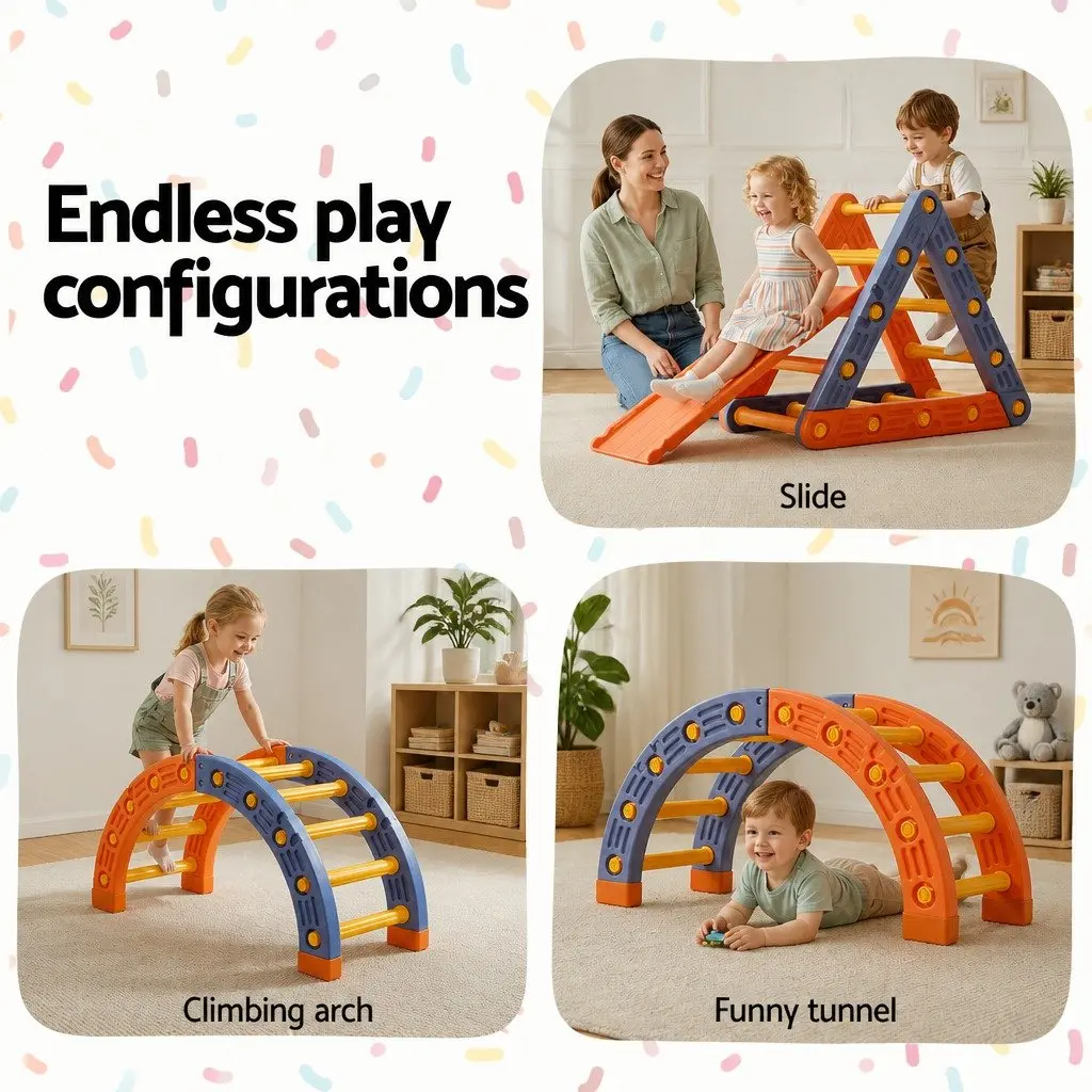 Kids Climbing Frame Set Slide Indoor Outdoor Toddler Activity Toys Pikler
