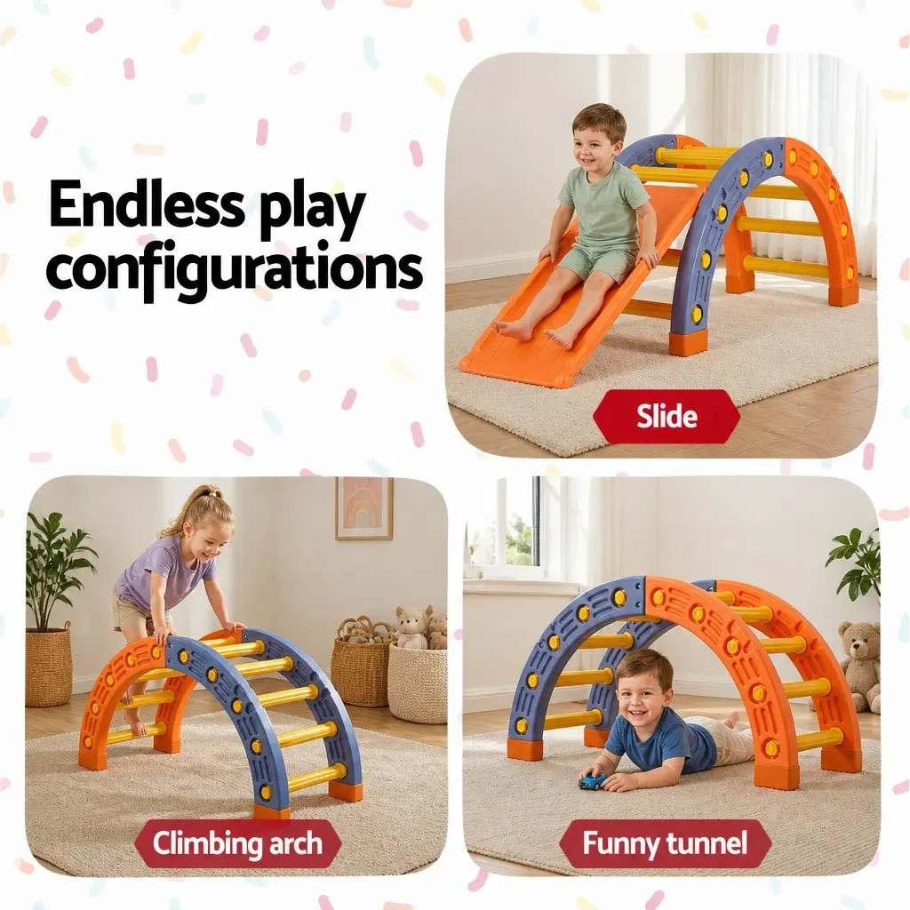 Kids Climbing Frame Set with Slide Indoor Outdoor Toddler Activity Toys Pikler
