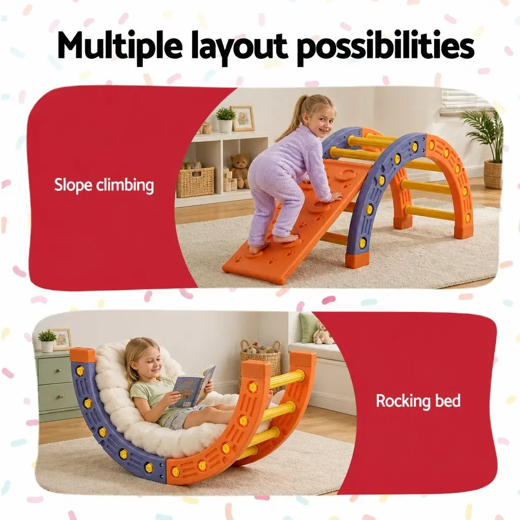 Kids Climbing Frame Set with Slide Indoor Outdoor Toddler Activity Toys Pikler