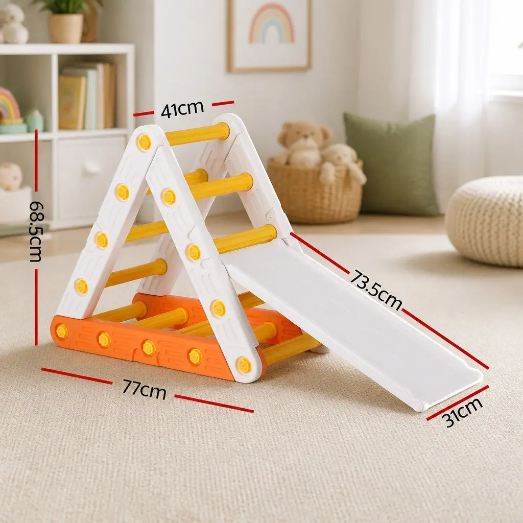 Kids Climbing Frame Set With Slide Triangle Ladder Indoor Outdoor Toddler