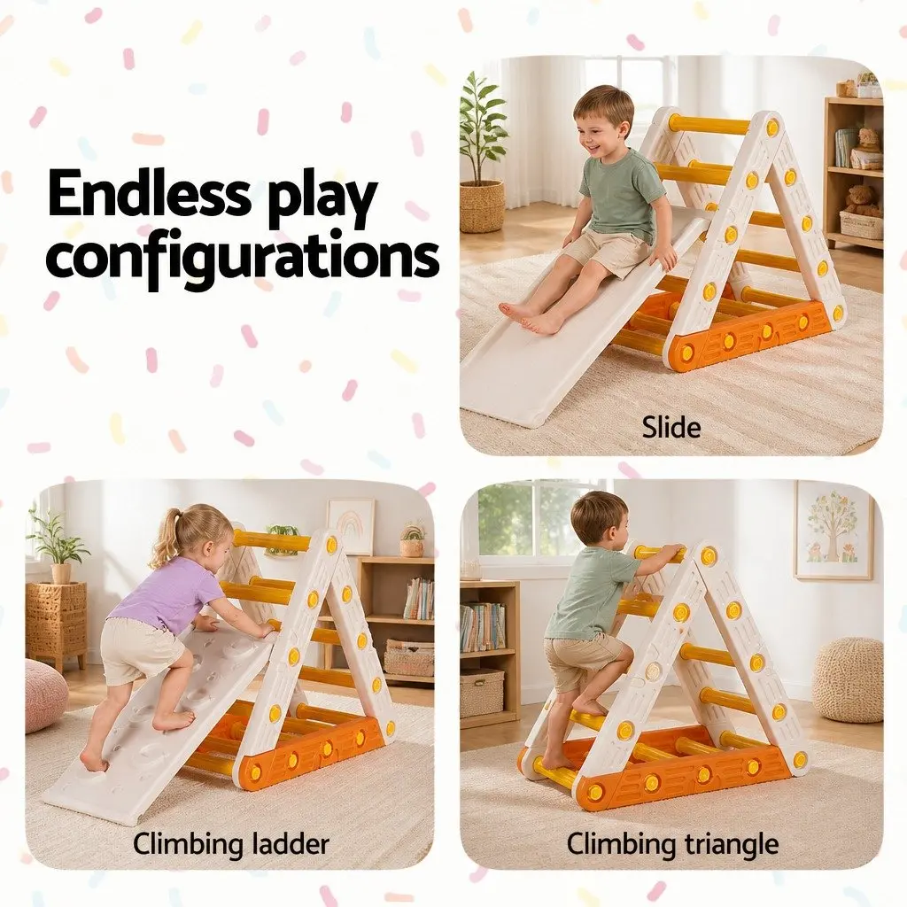 Kids Climbing Frame Set With Slide Triangle Ladder Indoor Outdoor Toddler