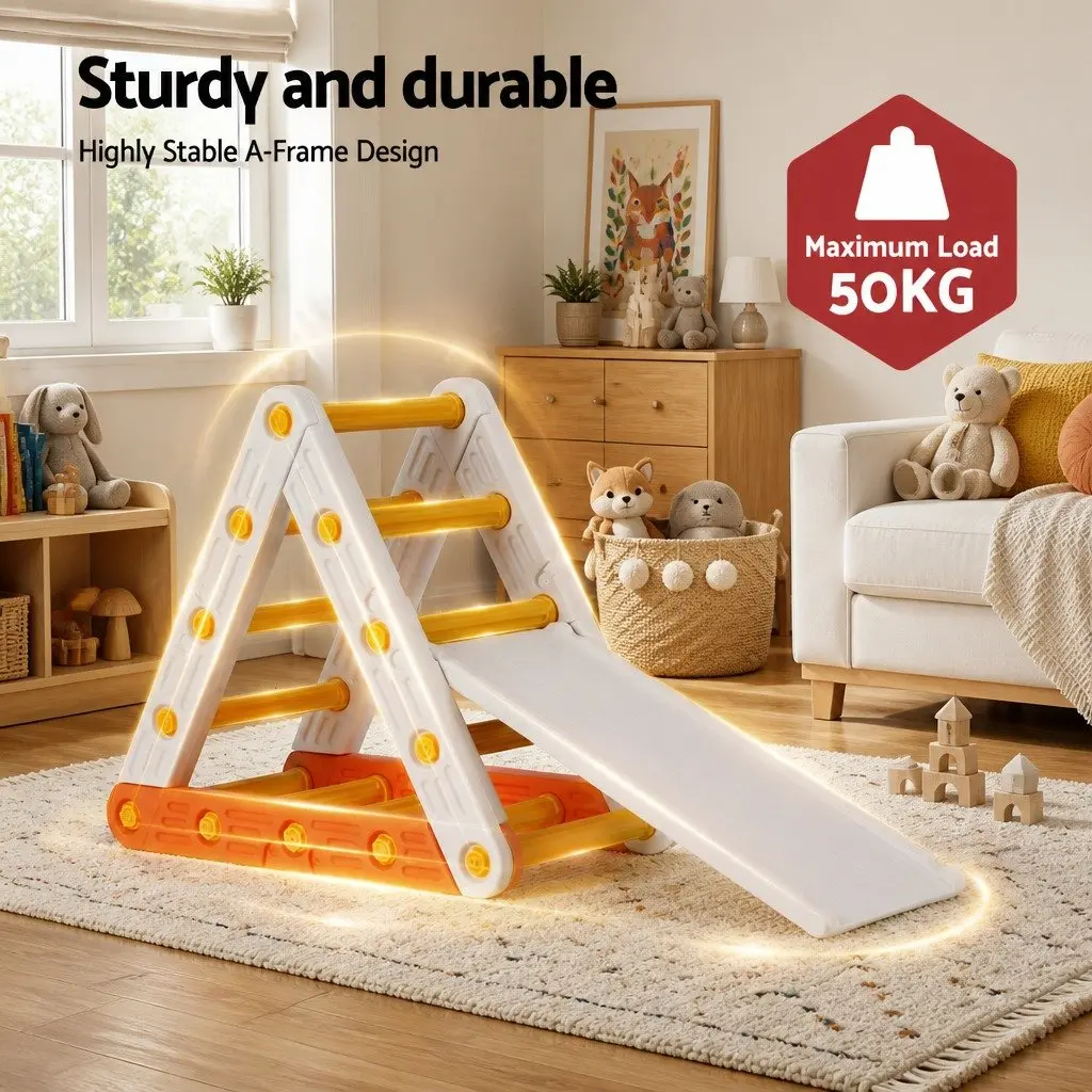 Kids Climbing Frame Set With Slide Triangle Ladder Indoor Outdoor Toddler