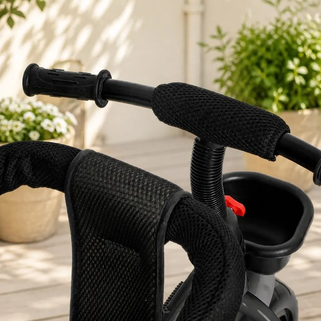 Kids Tricycle Ride On Toy for Toddlers with Parent Push Handle Foldable Footrest Storage Basket 48cm x 80cm x 90cm