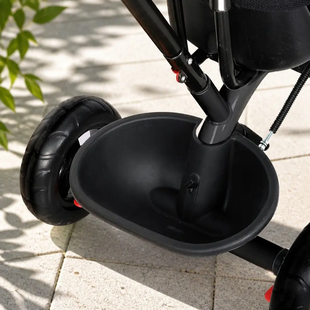 Kids Tricycle Ride On Toy for Toddlers with Parent Push Handle Foldable Footrest Storage Basket 48cm x 80cm x 90cm