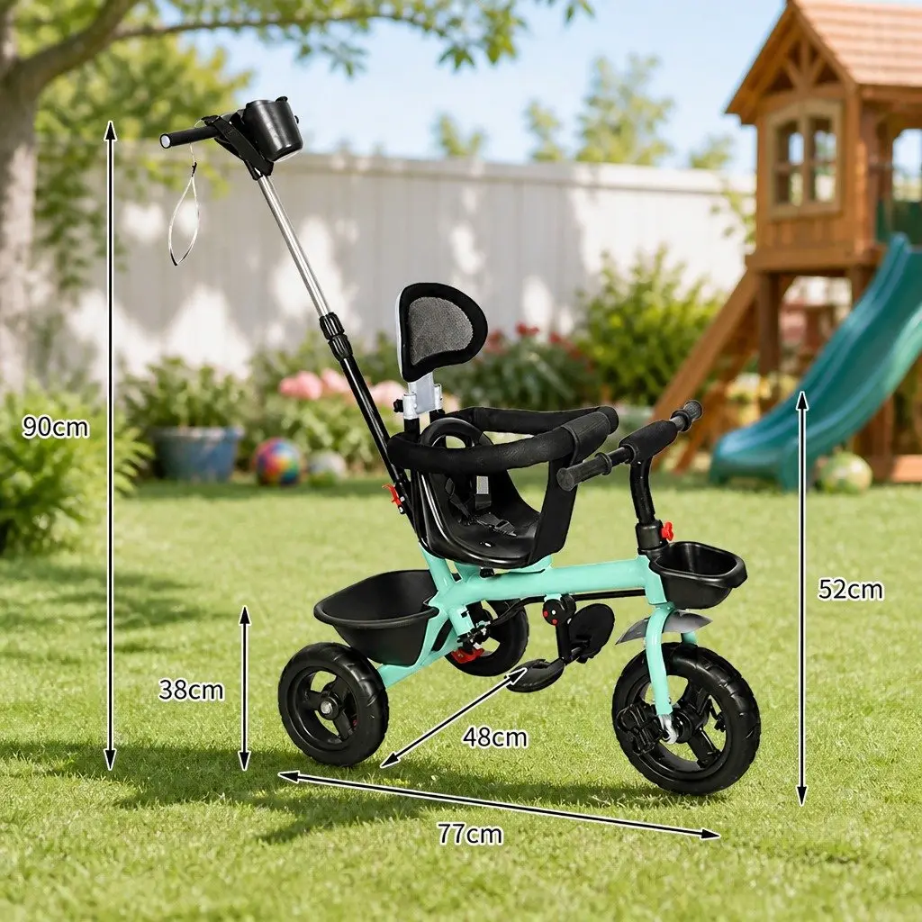Kids Tricycle Ride On Trike for Toddlers with Adjustable Seat and Storage Basket 48cm x 80cm x 90cm