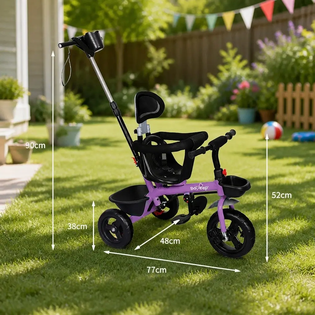 Kids Tricycle Ride On Trike for Toddler Adjustable Handlebar Storage Purple 48cm x 80cm x 90cm
