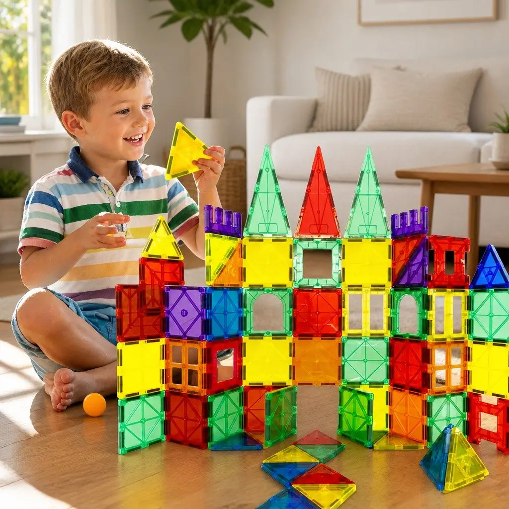 Magnetic Tiles Building Blocks Kids Creative Construction Toy 100 Pieces