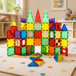Magnetic Tile Building Set: 120 Pieces for Ages 3+