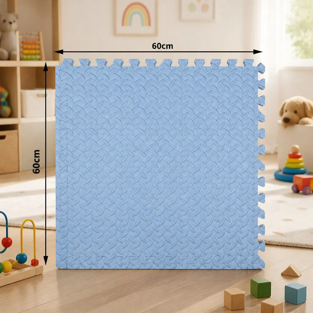 EVA Foam Play Mat for Kids Activity Blue 60cm x 60cm x 1.2cm 4 Piece