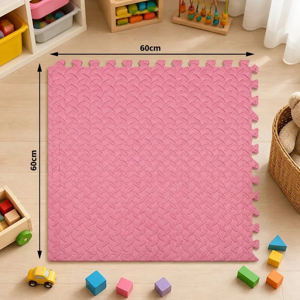 Kids EVA Foam Play Mat Floor Tiles Soft Interlocking Puzzle Mats Pink 4 Piece