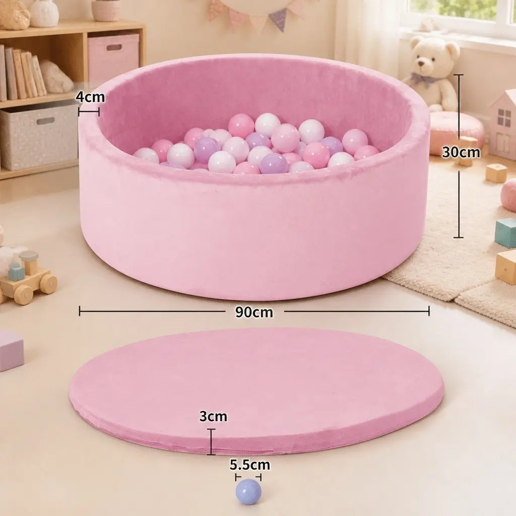 Kids Ball Pit Indoor Play Soft Portable Foldable Pink 30cm H x 90cm Dia